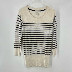 Talula Cashmere Angora Striped Sweater Heathered Ivory Black Womens XS